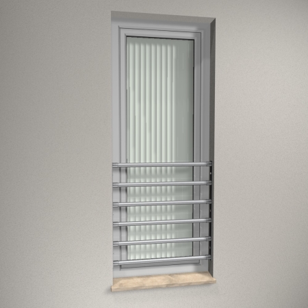 Edelstahl Fenstergitter (französischer Balkon) - R Line - 6 Stück waagerechte Rohre Ø33,7 - MOD 633