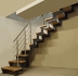 Innentreppe als 2 Holmtreppe 1/4 gewendelt mit Massivholzstufen & Edelstahlgeländer Buche - Stabverleimt (A/B) Anthrazitgrau (RAL 7016)