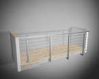Edelstahlgeländer Q Line 6 Stäbe 12x12 waagerecht bis 2700mm (3 Pfosten) 1.1 aufgesetzt