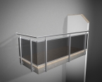 Edelstahlgeländer Q Line ESG Sicherheitsglas Parsol grau in U - Schienen bis 4900mm (5 Pfosten) 3.2 unterseitig "mit Rinne"