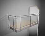 Edelstahlgeländer Q Line ESG Sicherheitsglas Mastercarree in U - Schienen bis 1600mm (2 Pfosten) 2.1 vorgesetzt "ohne Rinne"