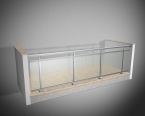 Edelstahlgeländer Q Line ESG Sicherheitsglas Mastercarree in U - Schienen bis 1600mm (2 Pfosten) 3.3 unterseitig "um die Rinne"